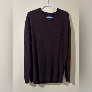 Harbor‎ Bay Men's Sweater Size 3X Maroon Casual Long Sleeve V Neck Knit Pullover